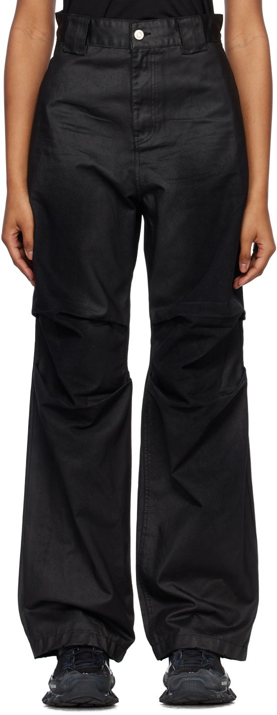 Cargo hlače We11done We11done Tuck Straight Leg Jeans Crna | WD-DP1-23-383-W-BK