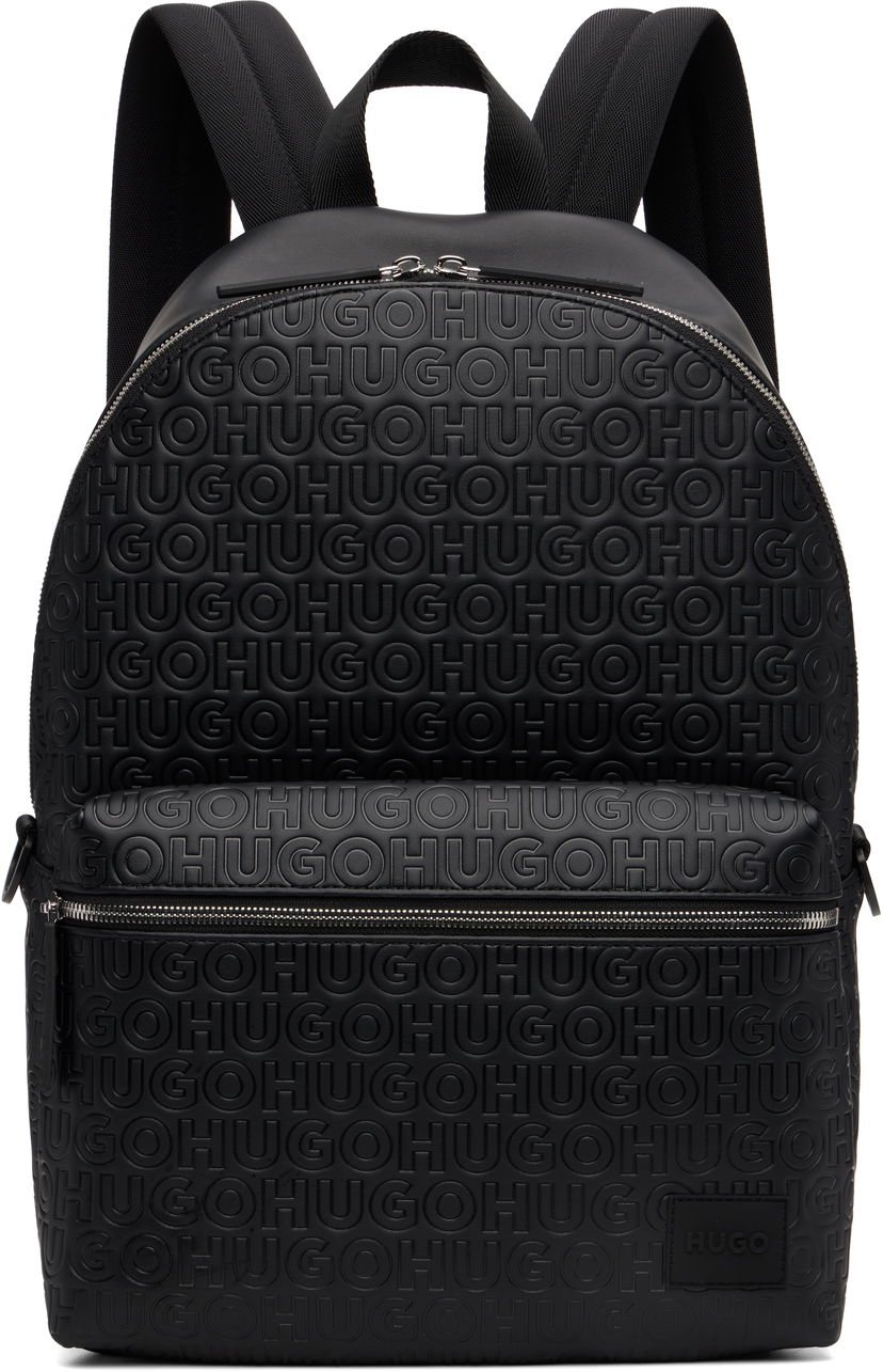 Ruksak BOSS Hugo Embossed-Logo Faux-Leather Backpack Crna | 50552901