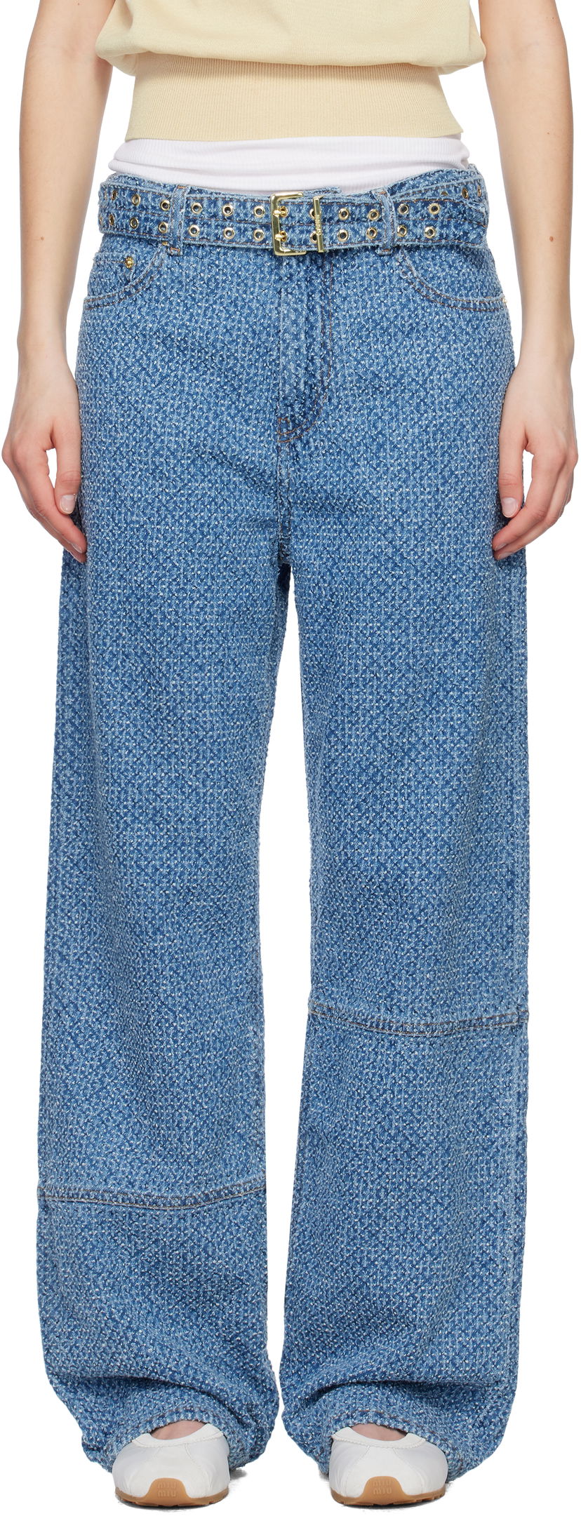 Jeans GANNI GANNI Izey Fluffy Belt Jeans Plava | J1721