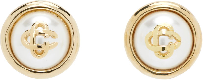 Naušnice Casablanca Casablanca Pearl Logo Stud Earrings Bijela | APF25-JW-094-01