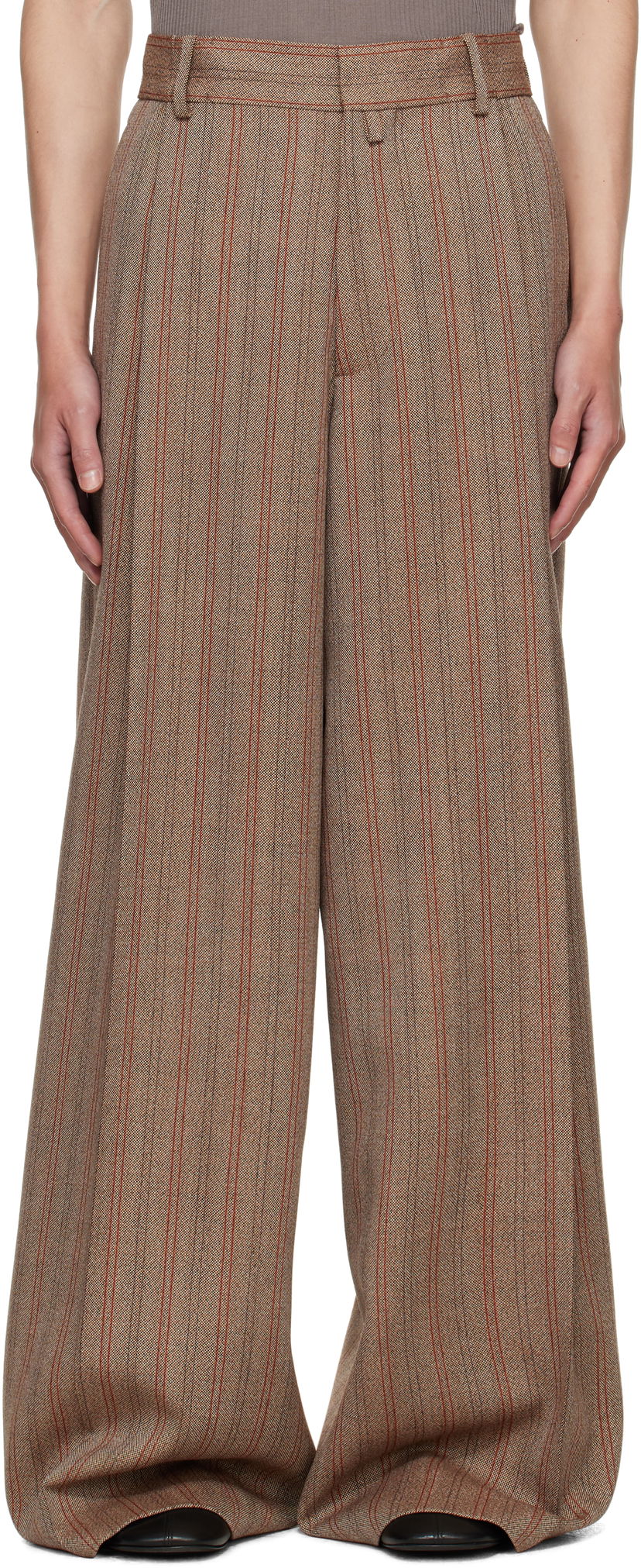 Hlače Dries Van Noten Dries Van Noten Wide Leg Pleated Trousers Smeđa | 252-020915-2056