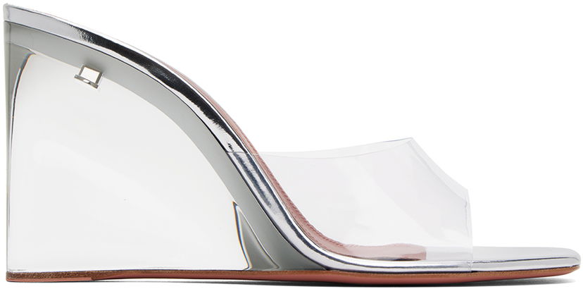 Dodaci Amina Muaddi Amina Muaddi Lupita Glass Wedge Slippers Metalik | LUPITA GLASS WEDGE PLEXI WEDGE P