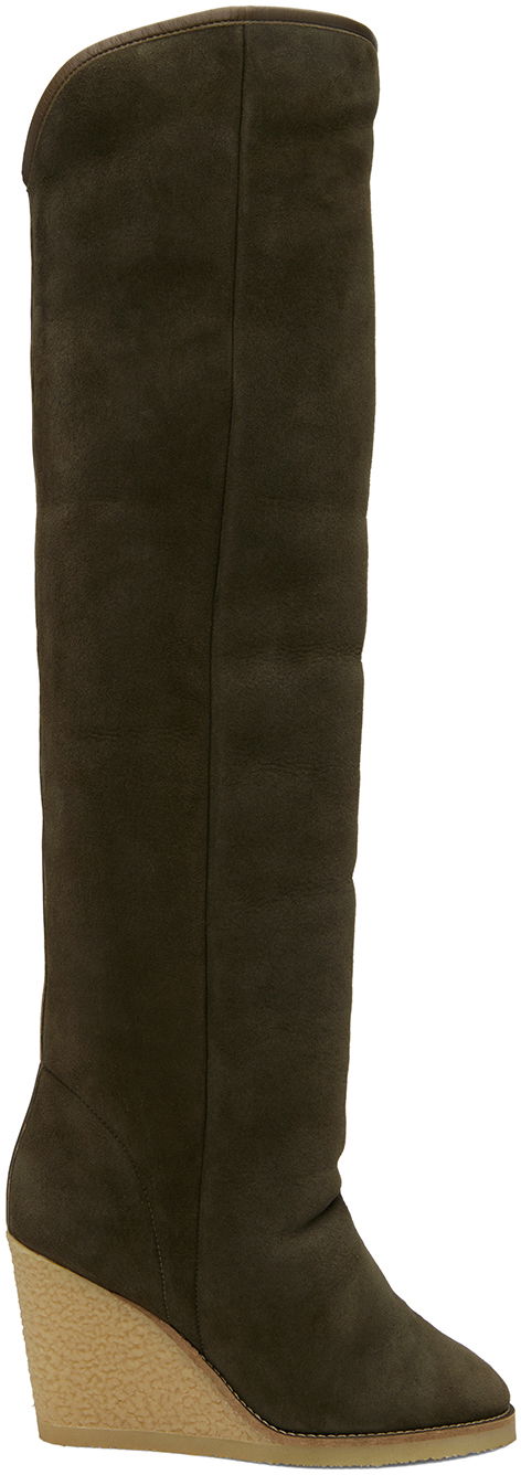 Odjeća ISABEL MARANT Isabel Marant Tilin Suede Wedge Boots Zelena | 22ACD0047-22A015S
