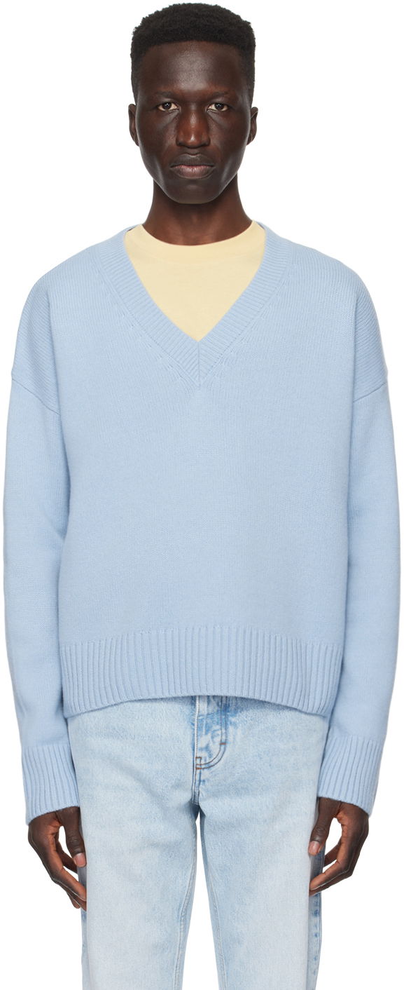 Džemper AMI Paris Cropped Sweater Plava | UKS234.KN0028