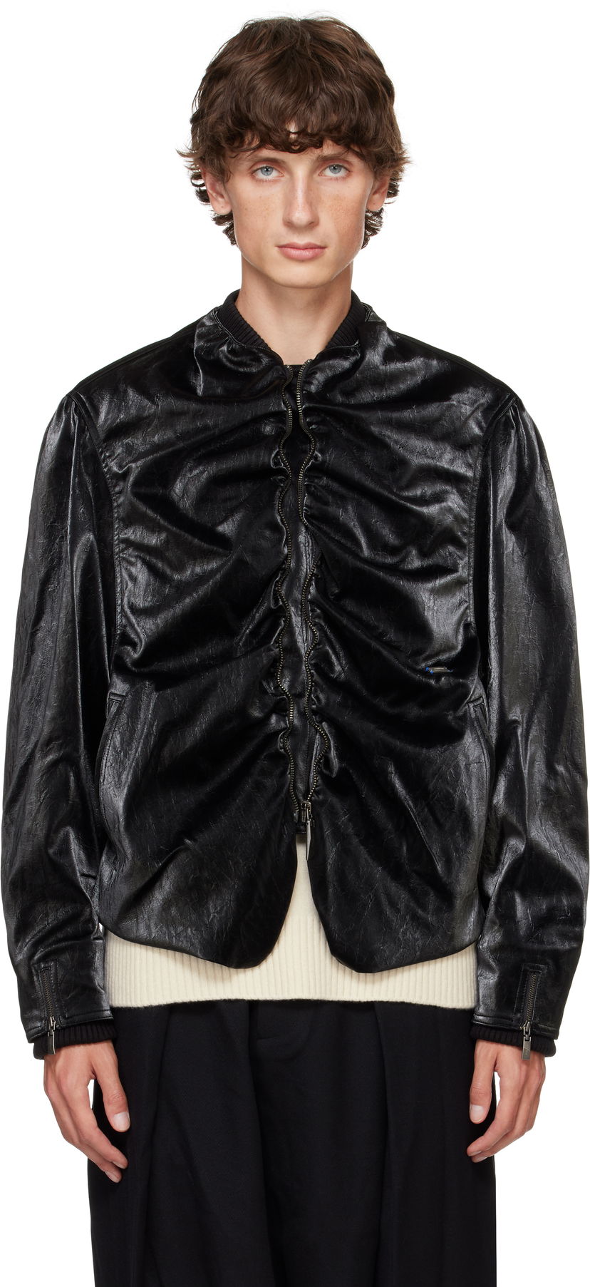 Bomber jakna ADER ERROR Faux-Leather Jacket Crna | BN01FWJK0701BK
