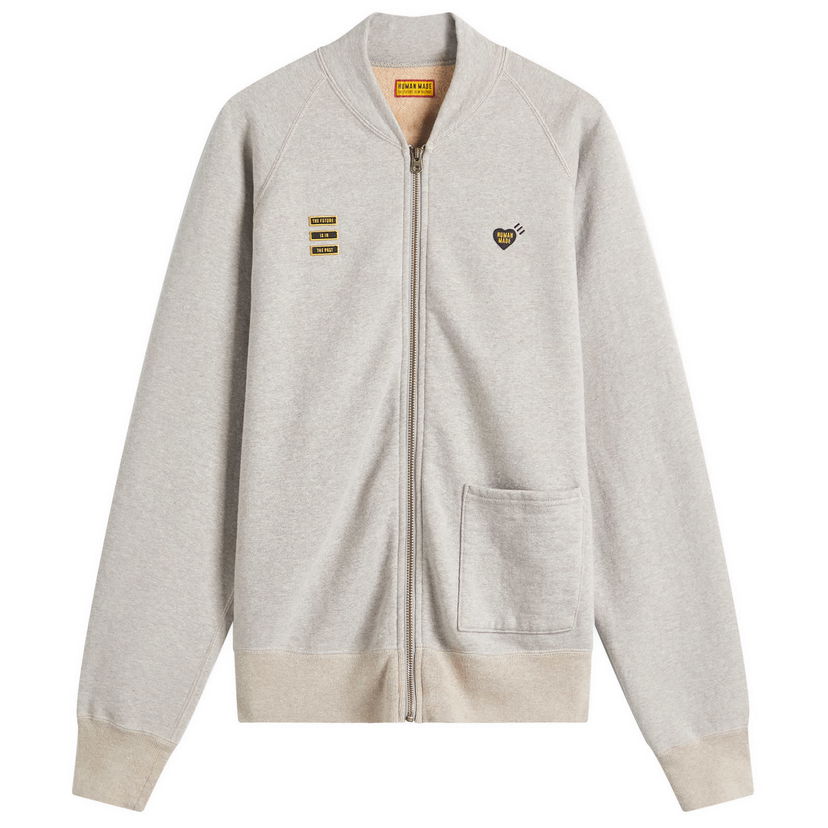 Dukserice Human Made Heart Zip Jersey Bomber Jacket, Size Large Siva | HM29CS003-GRY