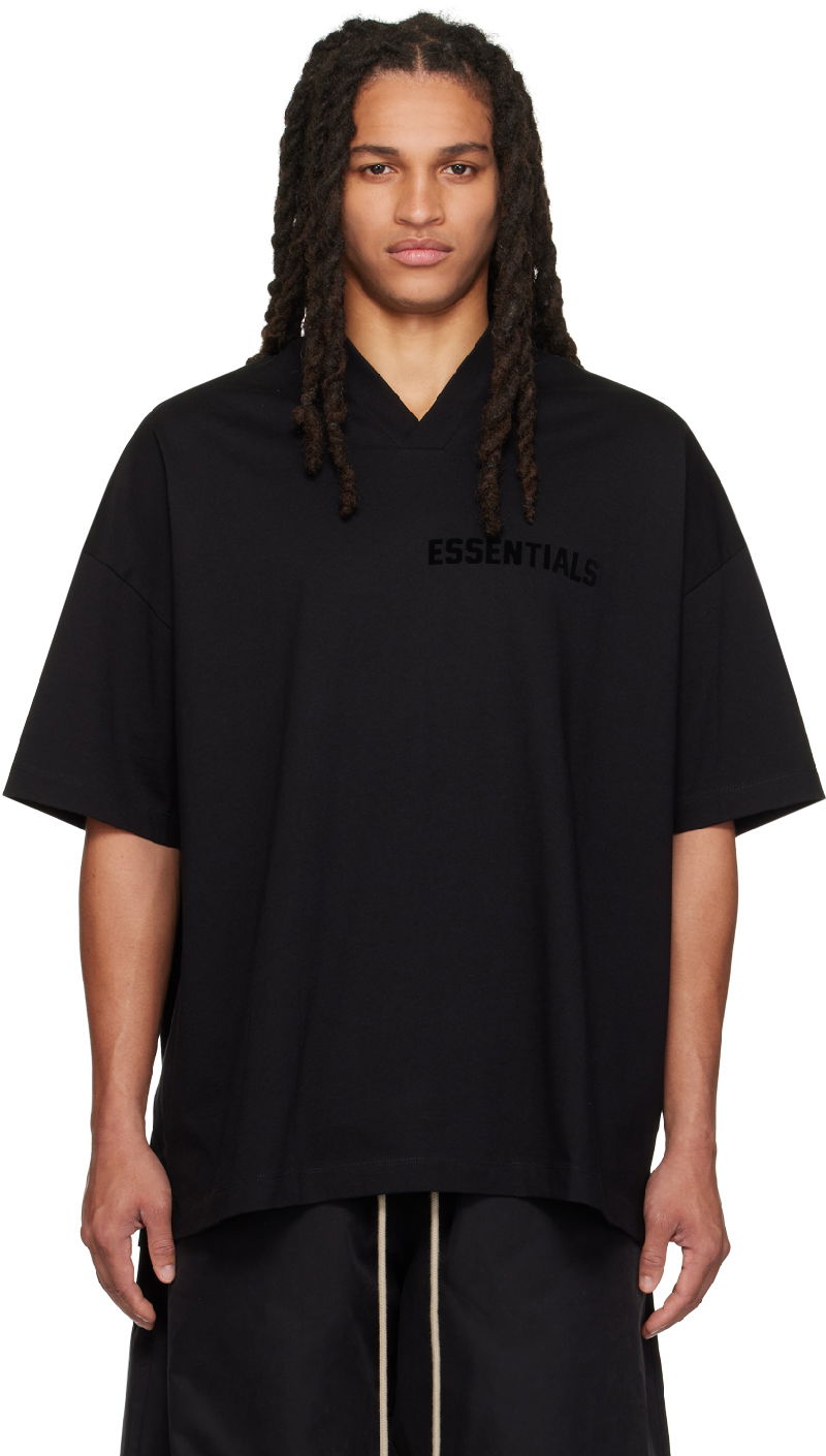 Majica kratkih rukava Fear of God Fear of God ESSENTIALS V-Neck T-Shirt Crna | 125SP234110F