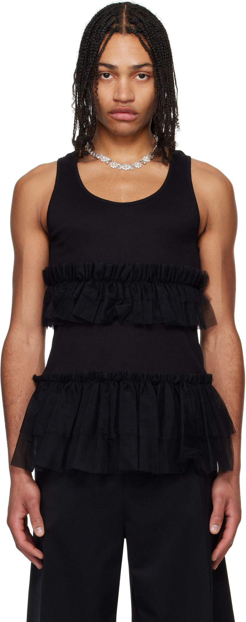 Majica bez rukava Simone Rocha Simone Rocha Tutu Hem Tank Top Crna | 5334 0553
