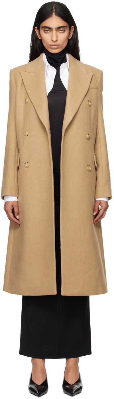 Kaputi BOSS Long-Length Twill Coat Bež | 50524975