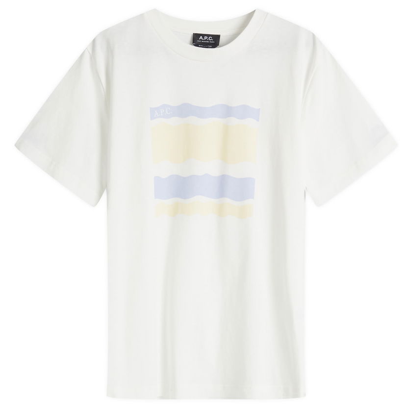 Majica kratkih rukava A.P.C. A.P.C. Malone Wave Print T-Shirt Bijela | COGCK-M26506-ALD