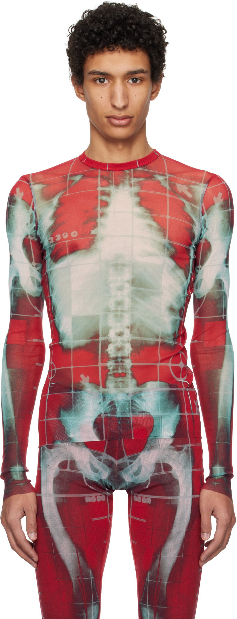 Majica kratkih rukava Jean Paul Gaultier Jean Paul Gaultier 'The Squeletor' Mesh Top Crvena | 25/33-F-TO241-T580-3058