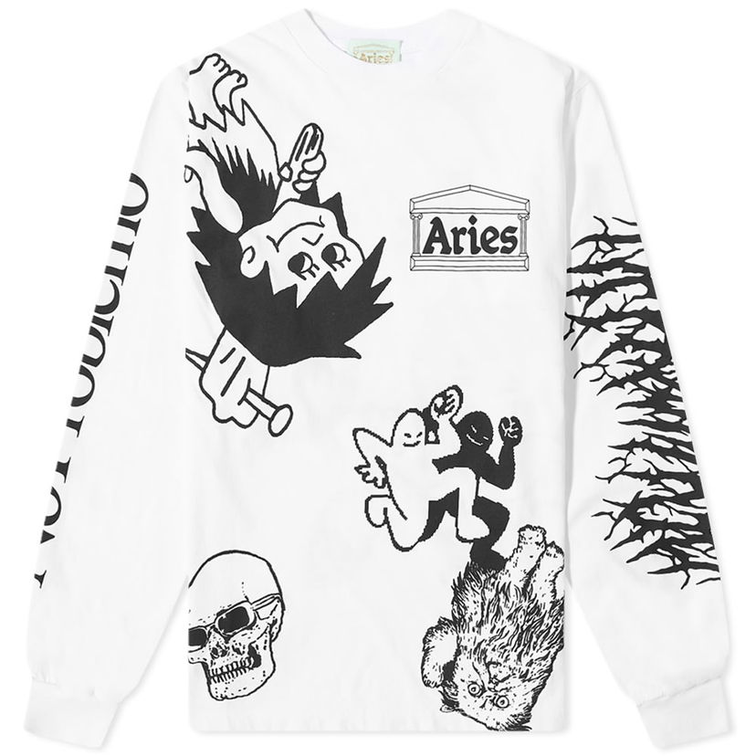 Majica kratkih rukava Aries Aries Long Sleeve Graphic T-Shirt Bijela | FTAR60024-WHT