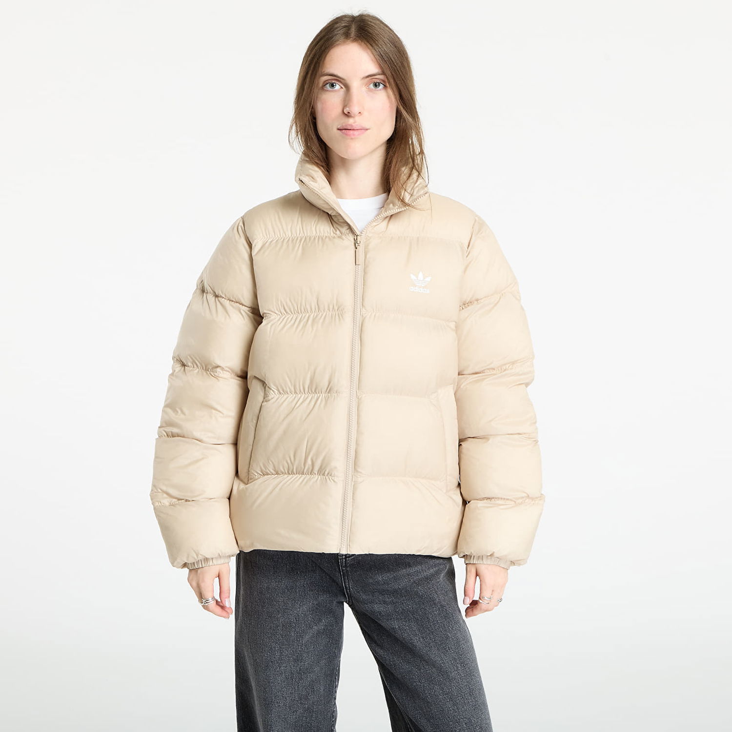 Pernata jakna adidas Originals Adicolor Short Puffer Jacket Bež | JX2947, 0
