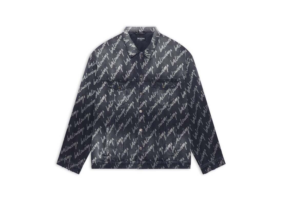 Ručna torbica Balenciaga Allover Logo Oversized Jacket Crna | 681690TMW211052, 0