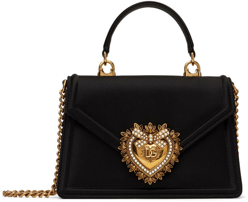 Ručna torbica Dolce & Gabbana Small Devotion Satin Bag Crna | BB6711 A7630