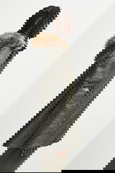 Parka Martine Rose Martine Rose Double-Breasted Faux Fur Trim Bumbag Parka Zelena | 747WO16003, 3