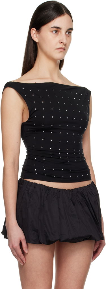 Suknja Miaou Miaou Lani Crystal-Embellished Jersey Top Crna | 7114TJRBLK, 1