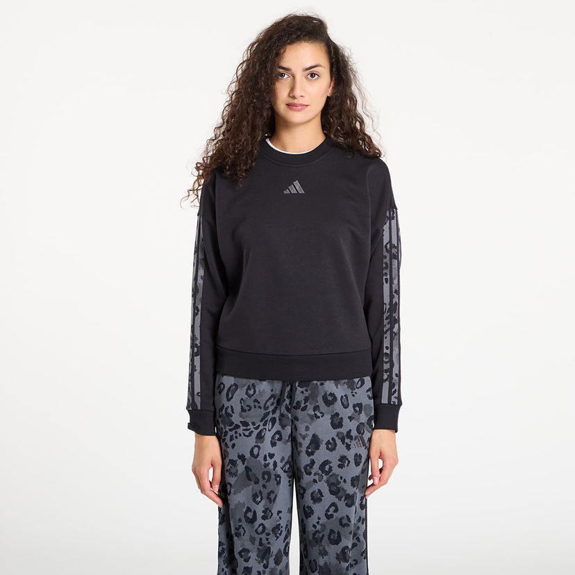 Dukserice adidas Performance Animal Print French Terry 3 Stripes Sweatshirt Crna | JM1835
