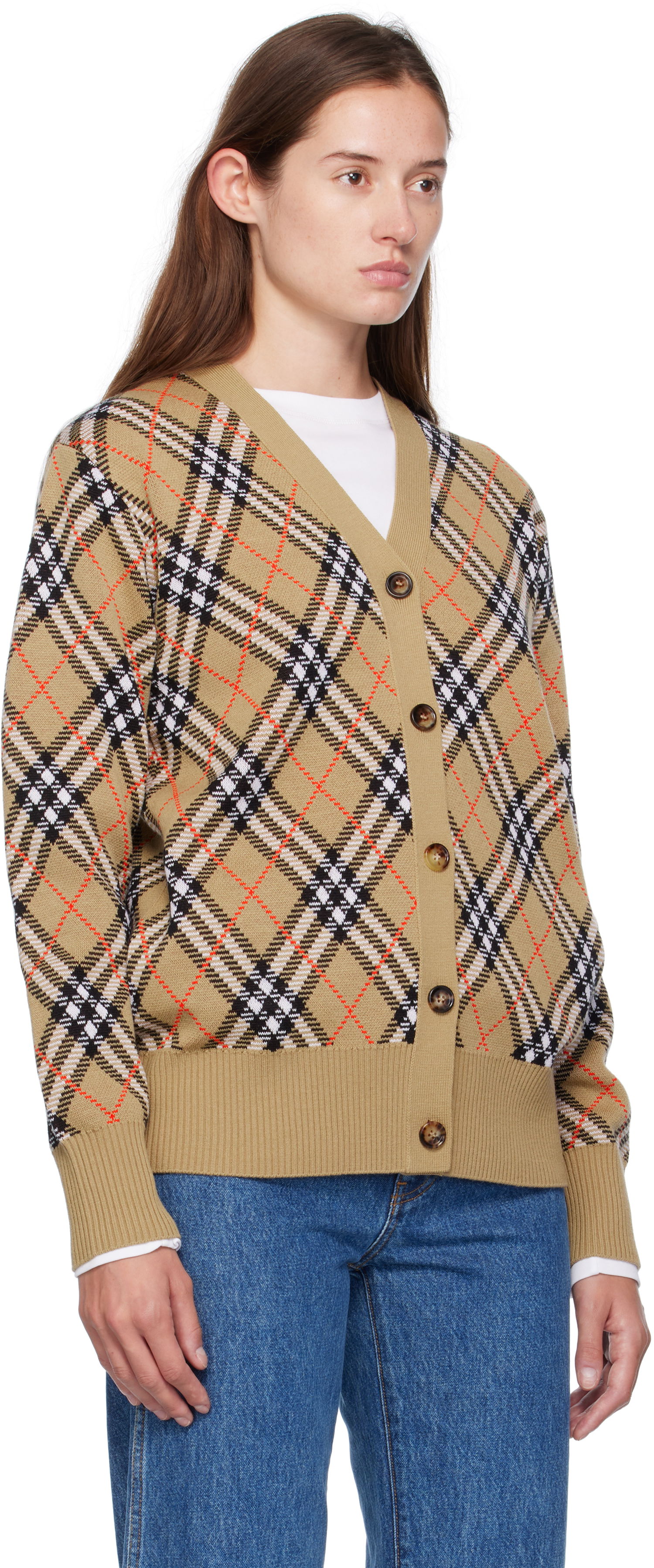 Džemper Burberry Burberry Check Cardigan Bež | 8110579, 1