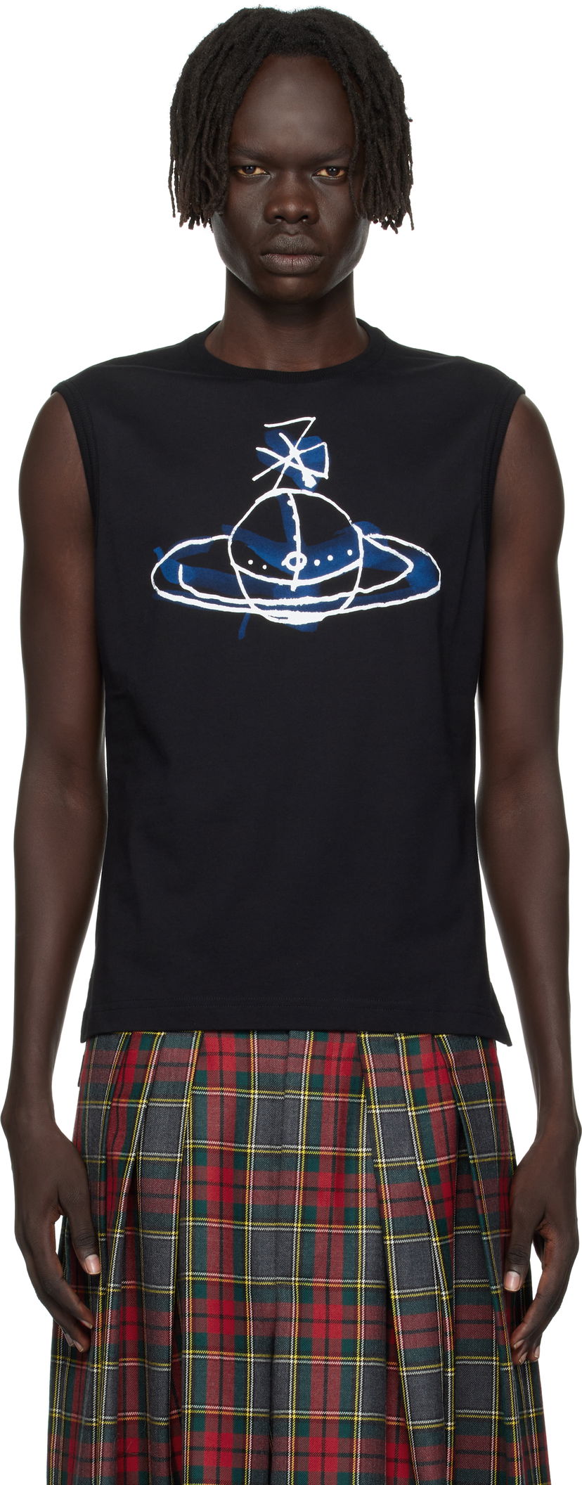 Majica bez rukava Vivienne Westwood Vivienne Westwood Drawn Orb Sleeveless T-Shirt Crna | 2G01000A-J001M-