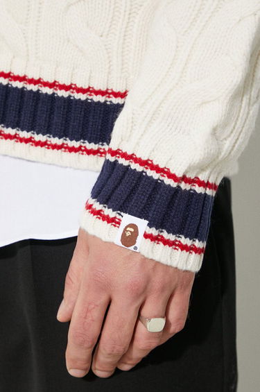 Džemper BAPE A Bathing Ape College Badges Knit Cardigan Bijela | 1J80120051, 5
