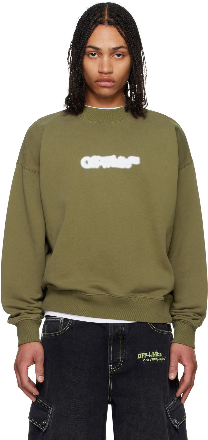Dukserice Off-White Off-White Spray Arrow Skate Sweatshirt Zelena | OMBA054S25FLE0045601