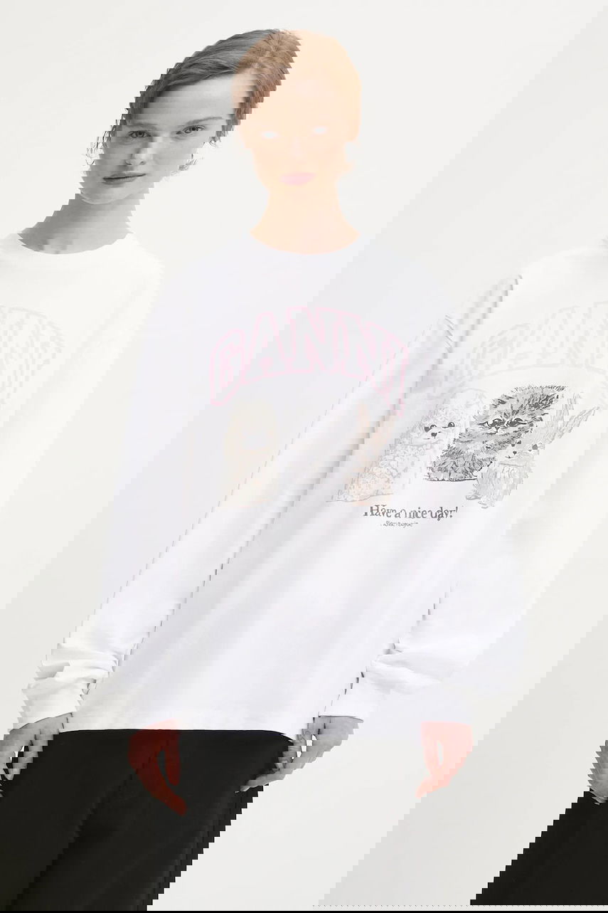 Majica kratkih rukava GANNI Re-cut Heavy Jersey Animals Long-sleeved T-shirt Bijela | T4275, 0