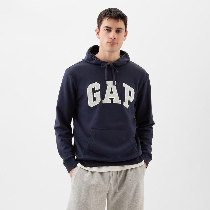 Dukserice GAP French Terry Pullover Logo Hoodie Tapestry Navy Tamnoplava | 868453-01