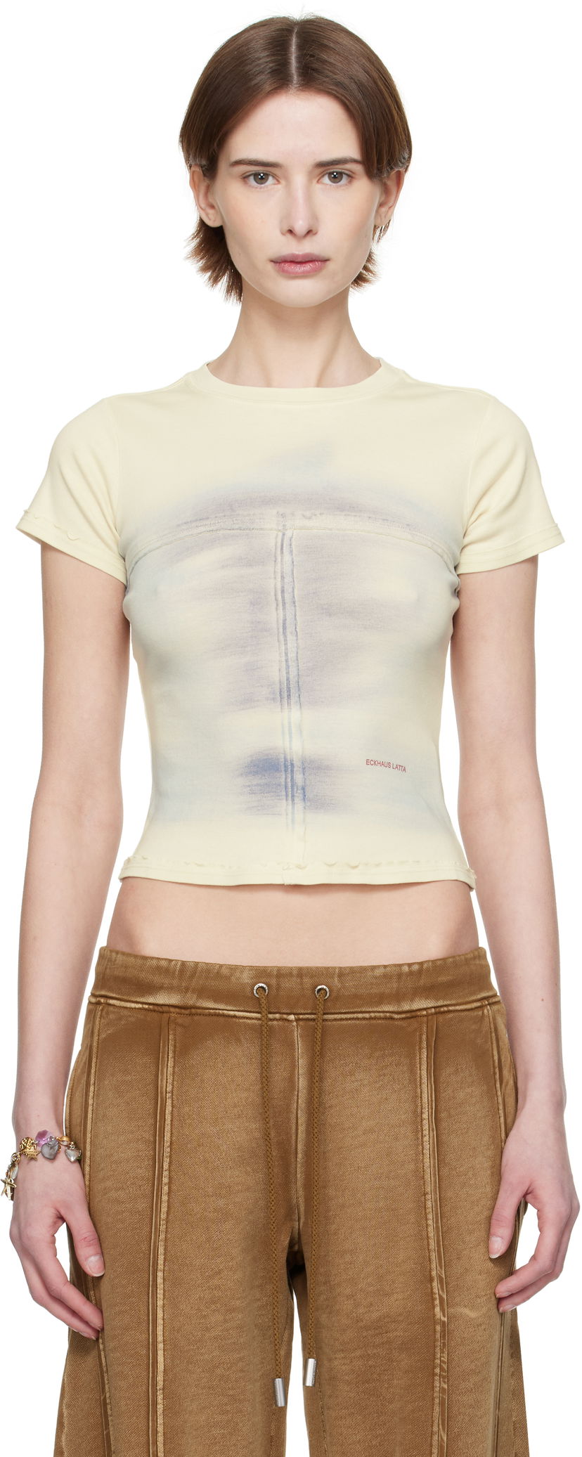Crop top Eckhaus Latta Eckhaus Latta Lapped Baby T-Shirt Žuta | 303-EL-PS25-O -