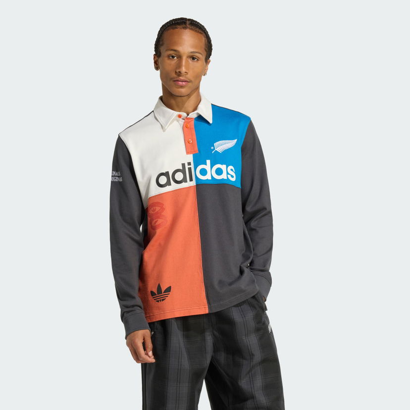 Polo majica adidas Performance ORIGINALS & ALL BLACKS HERITAGE RUGBY Long-Sleeve Polo Shirt Višebojno | KG4638