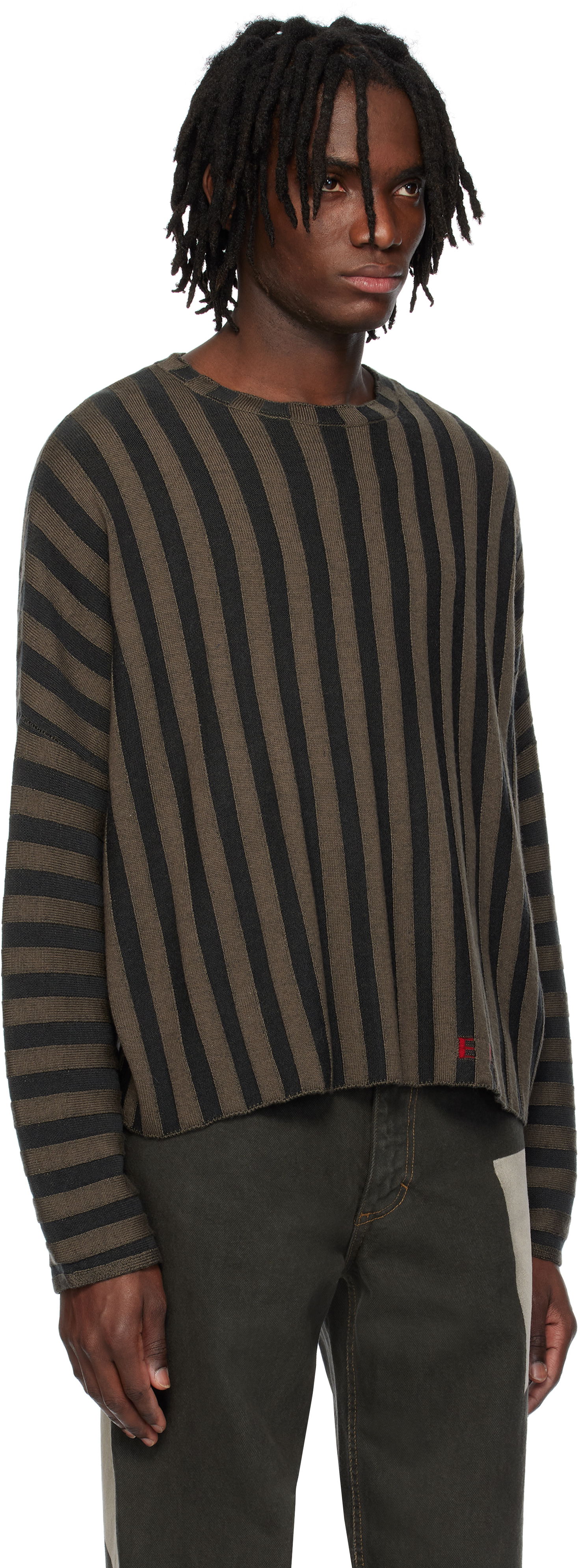 Džemper Eckhaus Latta Eckhaus Latta Striped Knit Sweater Smeđa | 8026-EL-PS25-B - BOG, 1