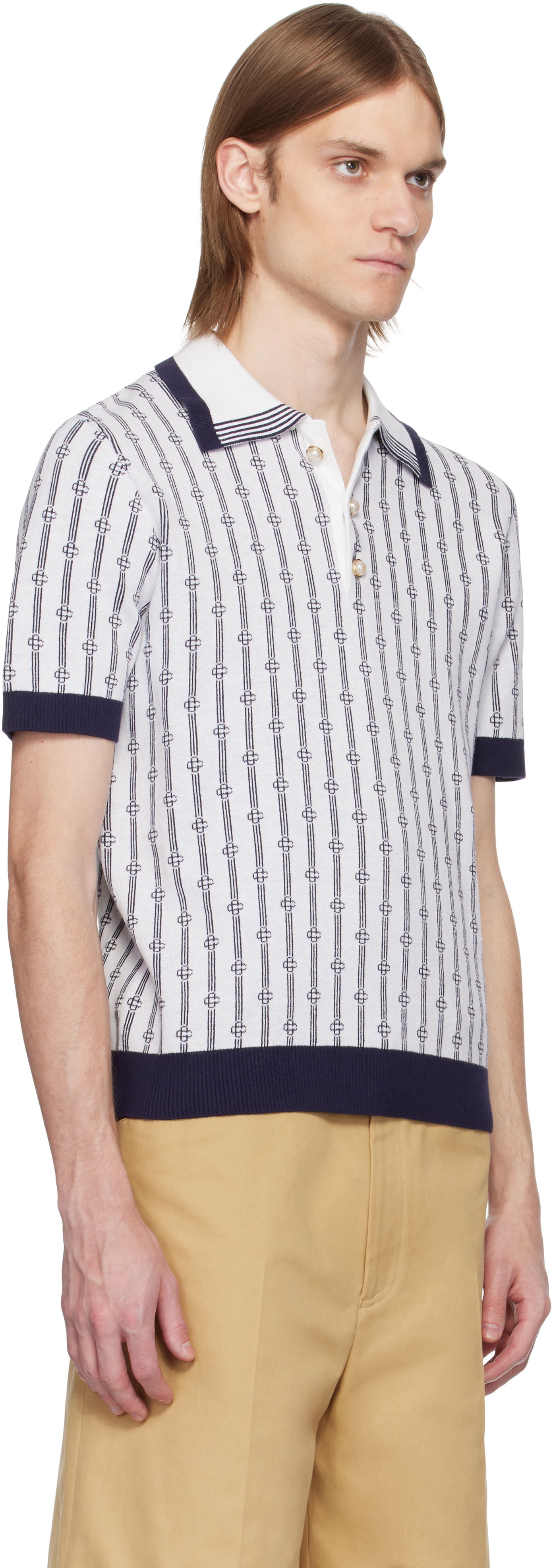 Polo majica Casablanca Casablanca Monogram Knit Polo Bijela | MS25-KW-895-01, 1