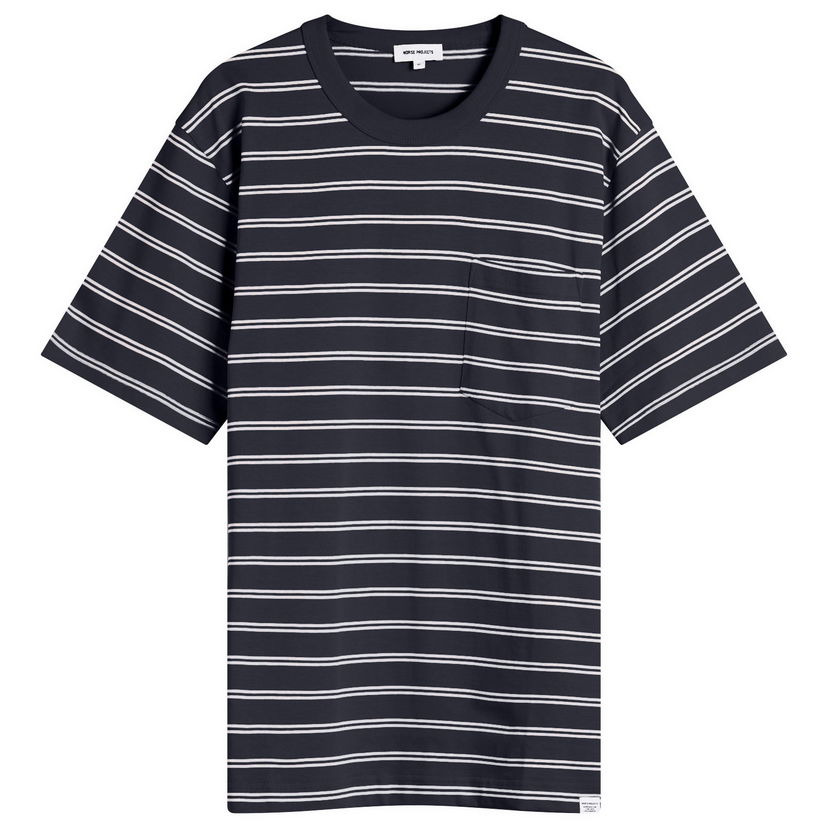 Majica kratkih rukava NORSE PROJECTS Holger Sailor Stripe Pocket T-Shirt, Size Large Tamnoplava | N01-0669-7004