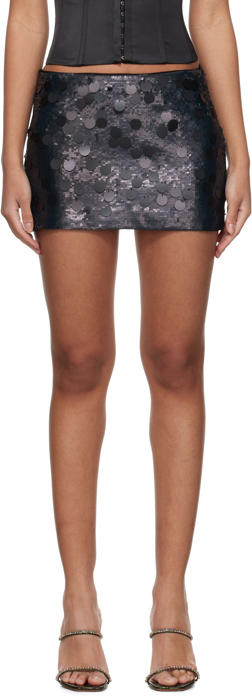 Suknja GUIZIO Guizio Low Rise Sequin Miniskirt Crna | C00305W020