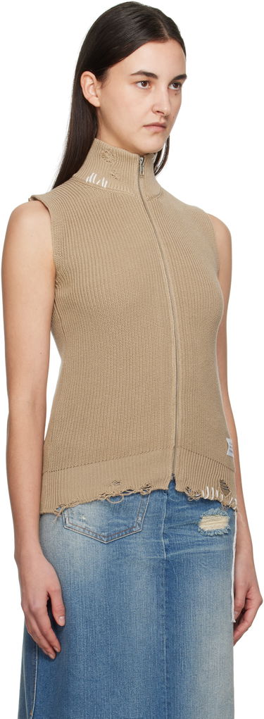 Džemper Maison Margiela MM6 Maison Margiela Eaten Knit Zip-Up Vest Bež | S52FB0095 M13089, 1