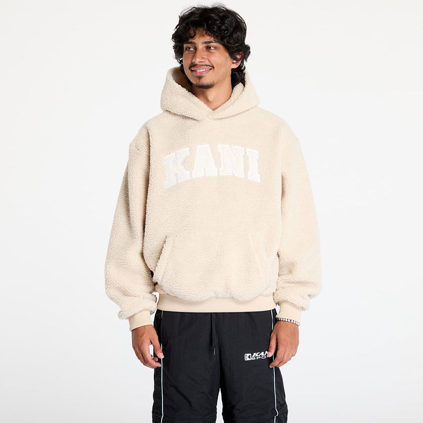 Dukserice Karl Kani Sweatshirt Serif Teddy Hoodie Light Sand L Bež | 60210118