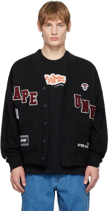 Džemper AAPE by A Bathing Ape AAPE By A Bathing Ape Multi-Logo Button Down Cardigan Crna | AAPSWMB348XXNBKX, 0