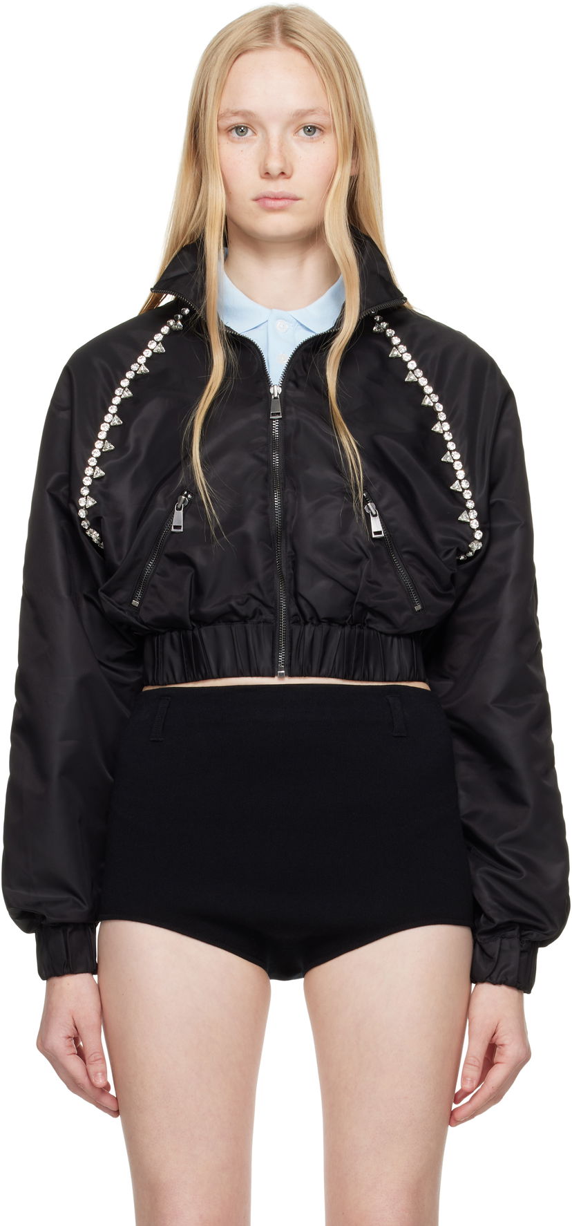 Bomber jakna Area AREA Crystal Trim Track Jacket Crna | SS25OU0028FA02