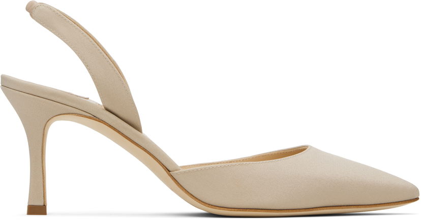Dodaci Manolo Blahnik Manolo Blahnik Carolyne 70 Slingback Heeled Sandals Bež | 225-1891