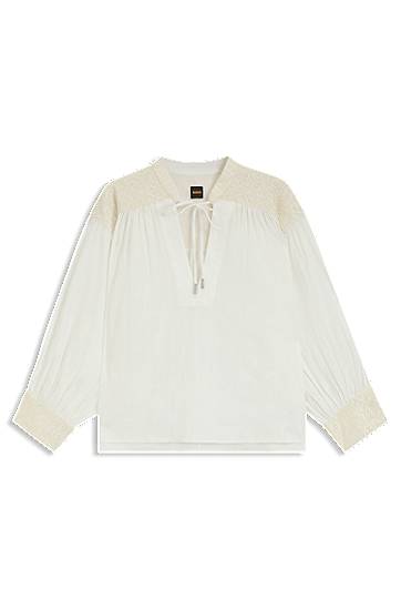 Košulja BOSS Regular-Fit Dobby Cotton Voile Blouse Bijela | 50546176