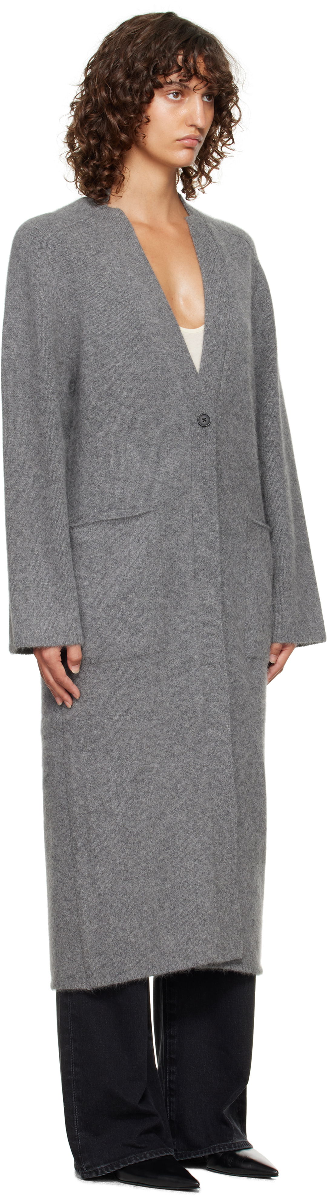 Džemper Loulou de Saison Loulou de Saison Smet Yak Blend Maxi Cardigan Siva | SMET, 1