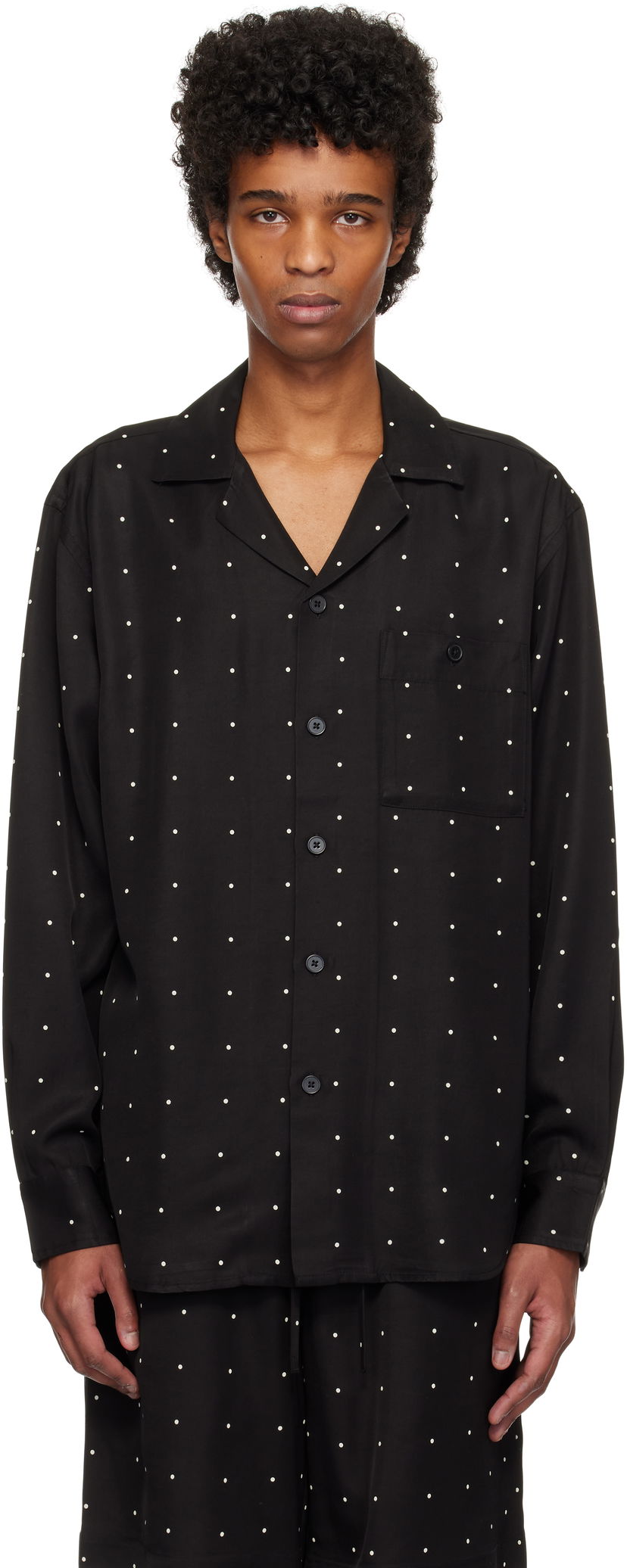 Košulja Róhe Dotted Loose Camp Collar Shirt Crna | 314-19-075
