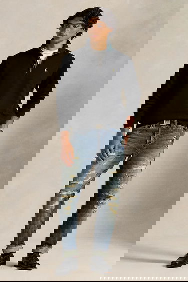 Dukserice Polo by Ralph Lauren Quarter-Zip Stand-Up Collar Sweatshirt with Plaid Lining Crna | 710981468001, 4