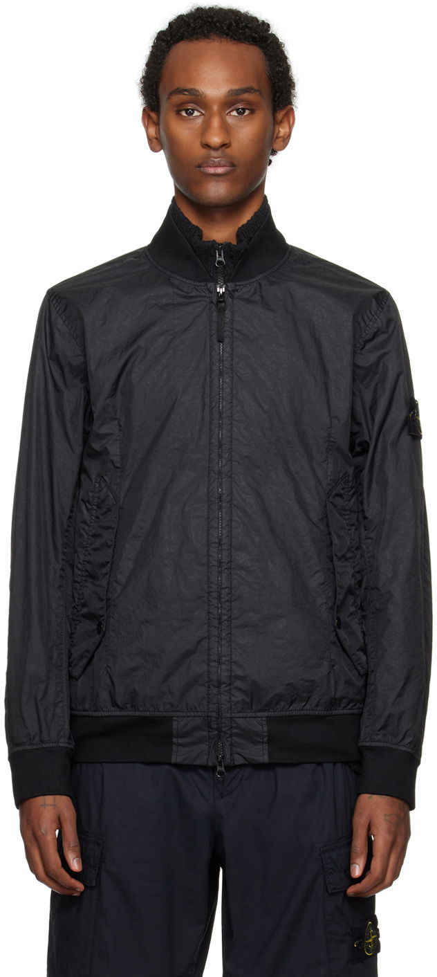 Bomber jakna Stone Island Crinkled Bomber Jacket Crna | 801541223