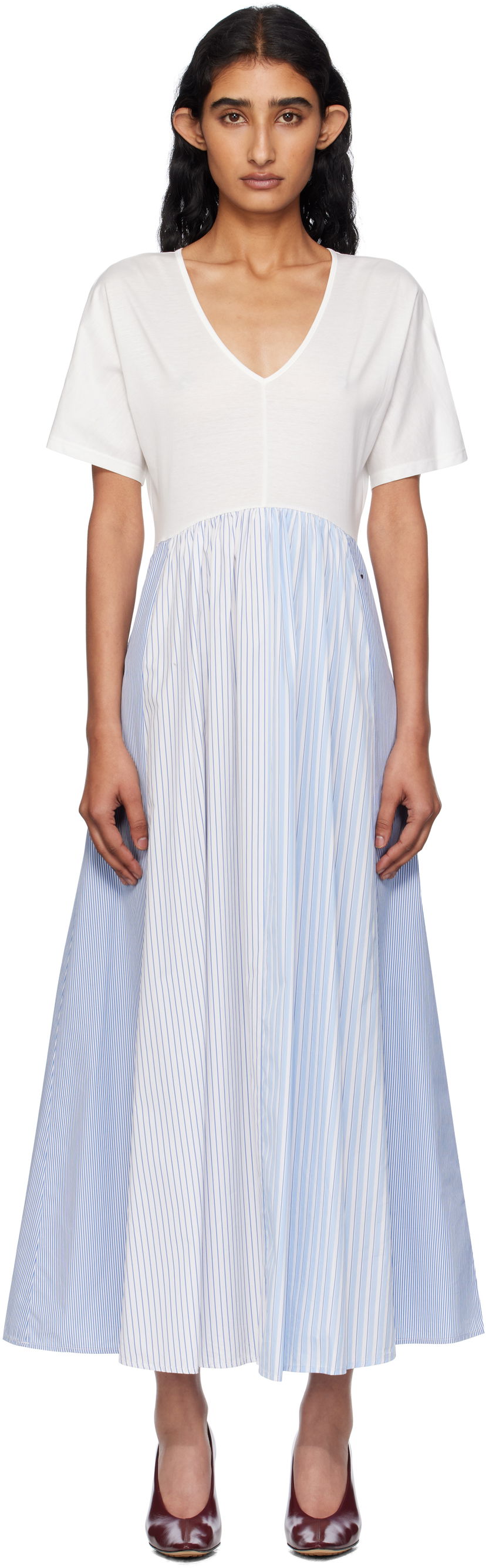 Haljina Max Mara Weekend Max Mara Bronzo Striped Midi Dress Bijela | 2515621082600