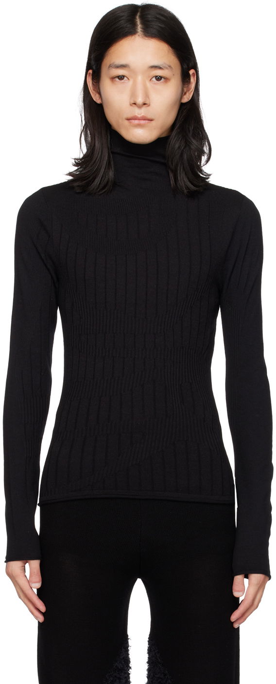 Majica kratkih rukava Dion Lee Fitted Ribbed Turtleneck Top Crna | C7104F22