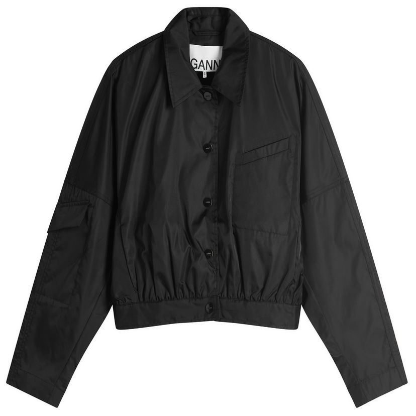Bomber jakna GANNI Ganni Duchesse Nylon Short Jacket Crna | W0462