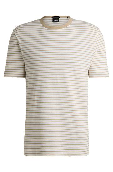 Majica kratkih rukava BOSS Regular-Fit Cotton-Linen T-Shirt Bež | 50537498
