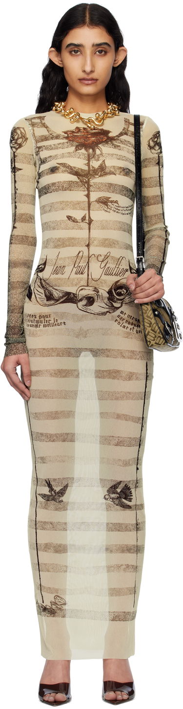 Haljina Jean Paul Gaultier Jean Paul Gaultier Tattoo Marinière Maxi Dress Bež | 25/34-F-RO396-T585-030030, 0
