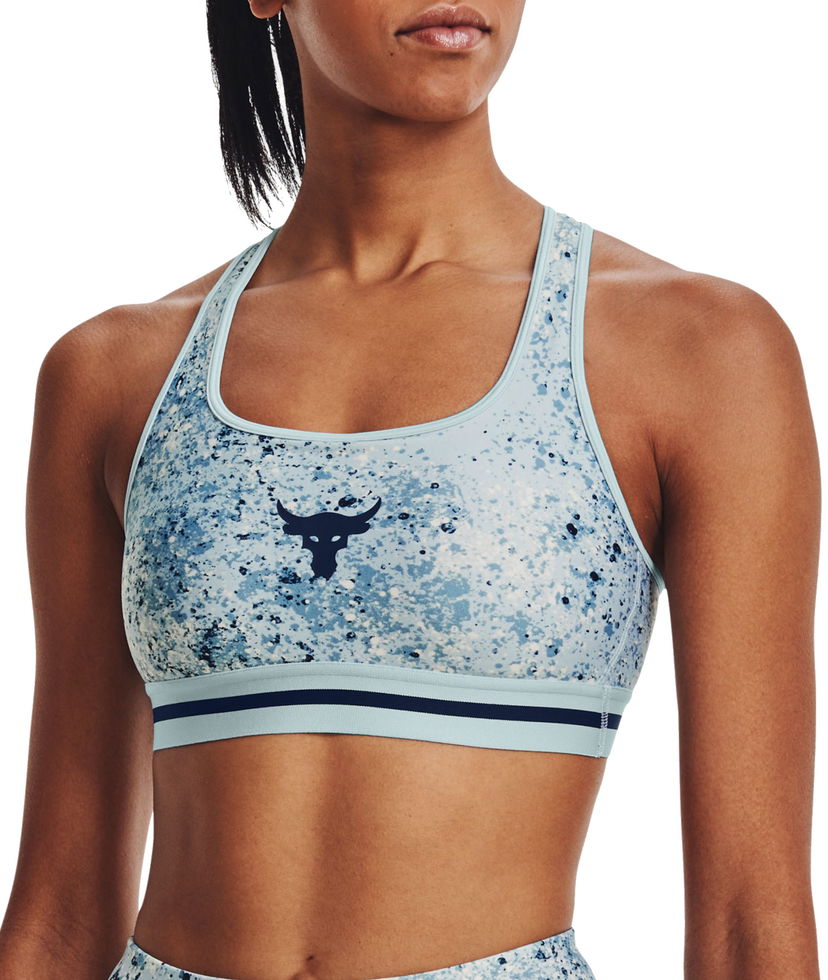 Grudnjak Under Armour Project Rock Printed Sports Bra Plava | 1371365-478